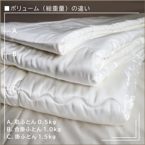 天使のシルクふとんボリューム比べ
