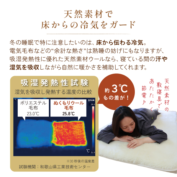 ぬくもりウールの洗える敷毛布 ぬくもりウールの洗える敷毛布
